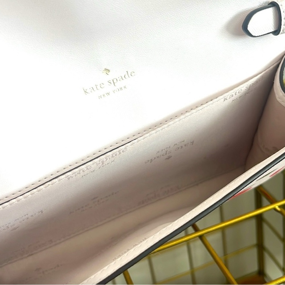 Kate Spade Dana Rose Crossbody Cream Red Floral Saffiano Leather Holiday Bag - Picture 11 of 15